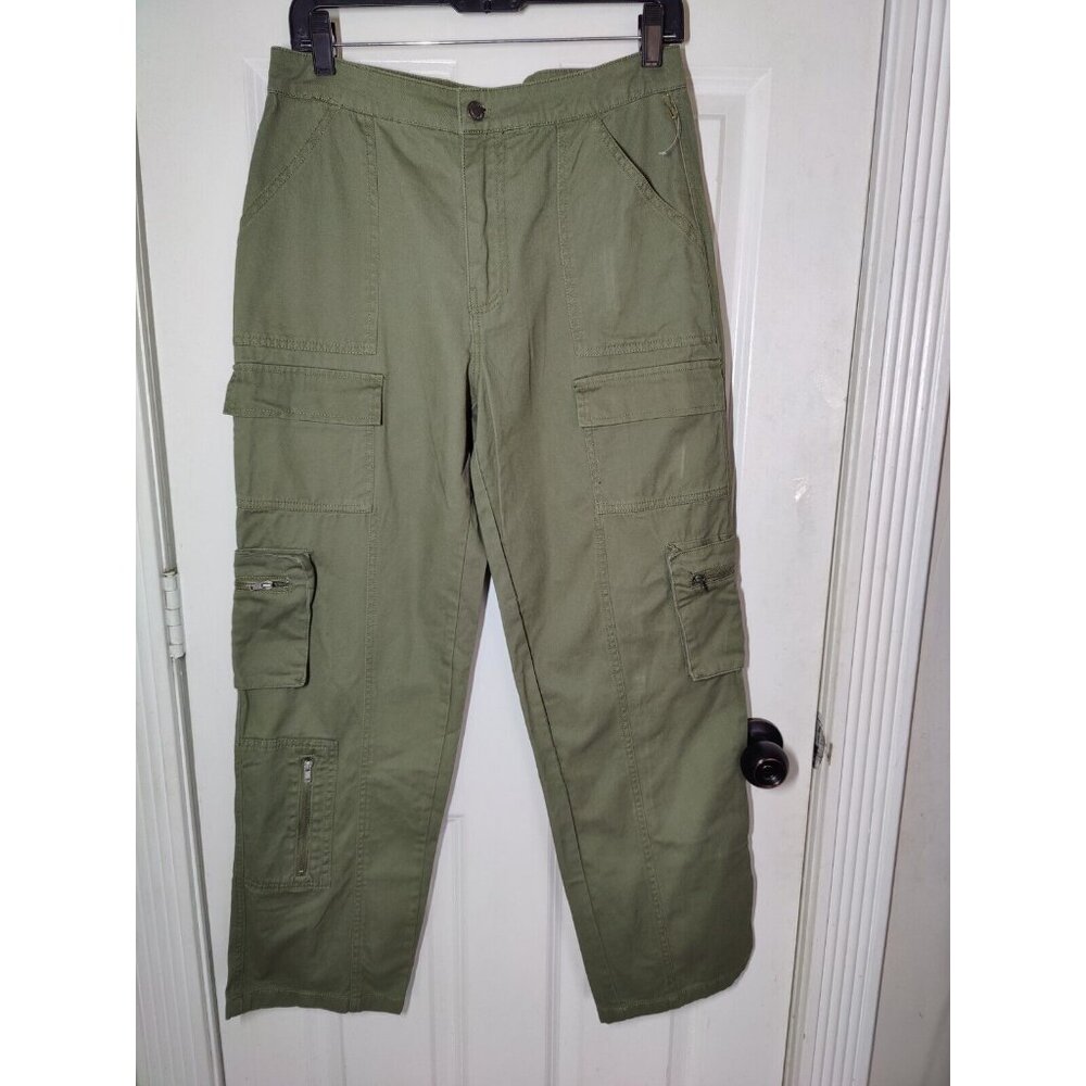 Cali 1850 Juniors Olive‎ Green Cargo Zippered-Pocket Straight Leg Pants 9 NWOT - Picture 3 of 9